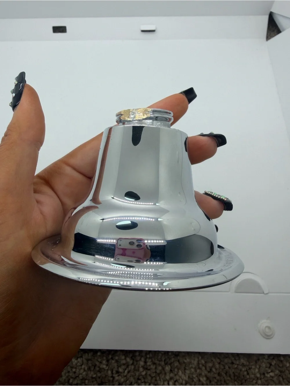 Moen Chrome Showerhead with Taupe Spray Face